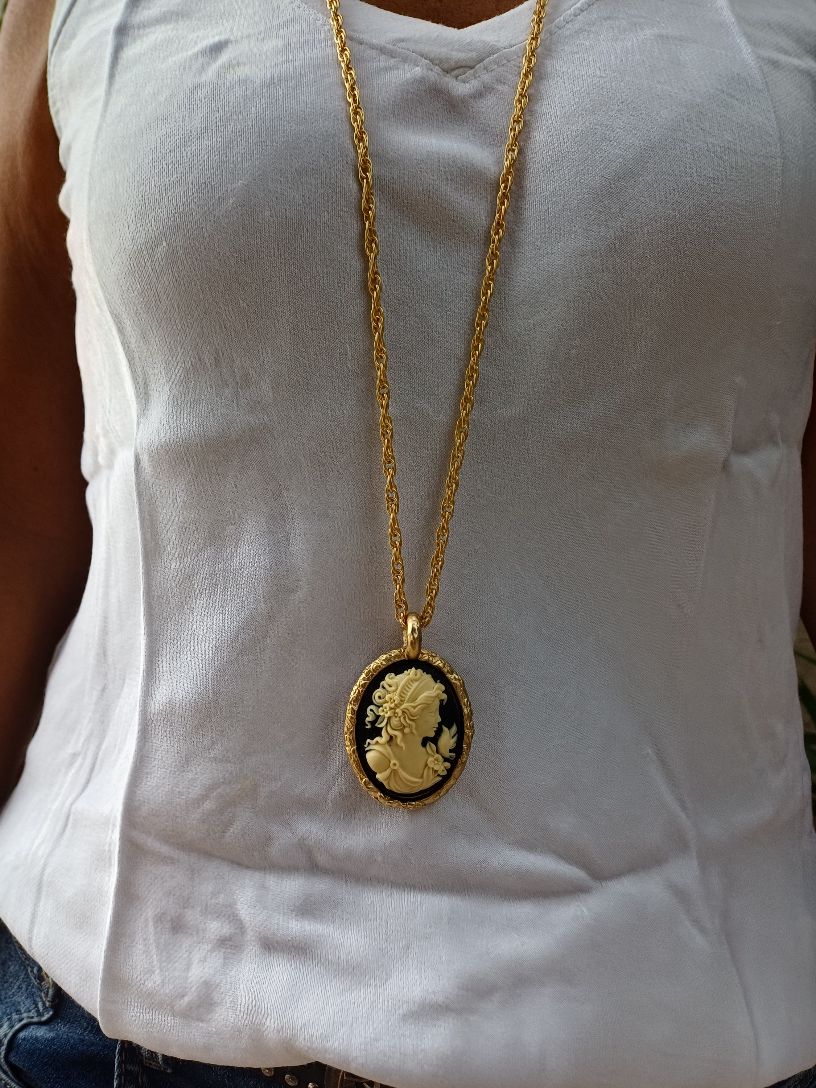 Alevá Bijoux Cammei Cammeo Oro Anhänger schwarz Gold