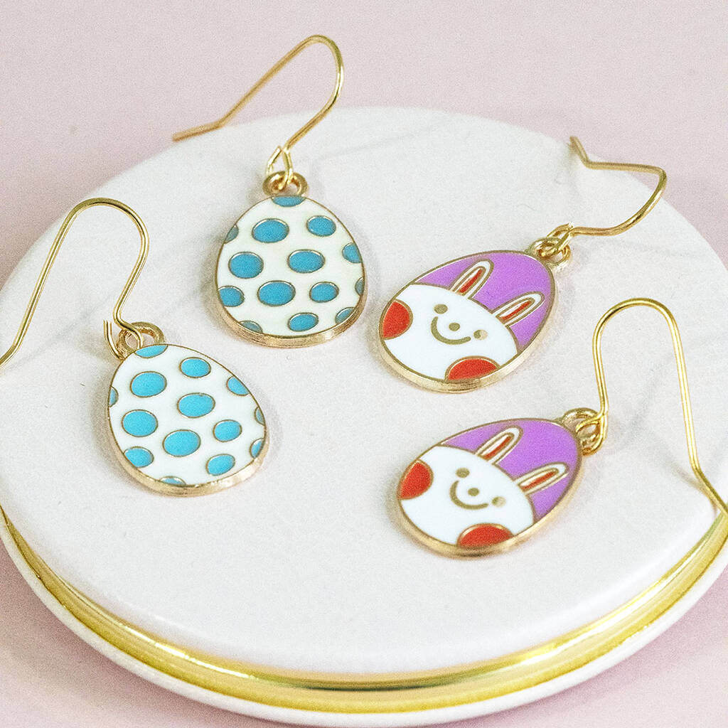 Joy by Corrine Smith Earrings Cute Enamel Easter Egg Ohrringe Gold