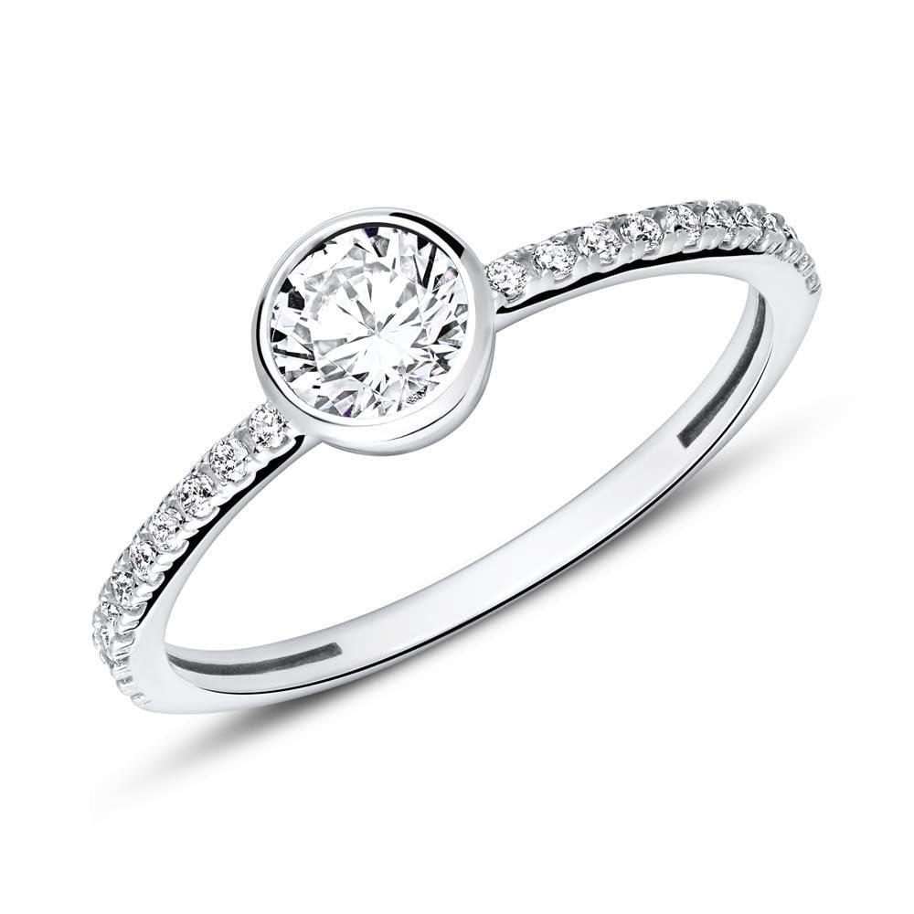 JEWLIX Verlobungsring 375 Weißgold Zirkonia Größe 48