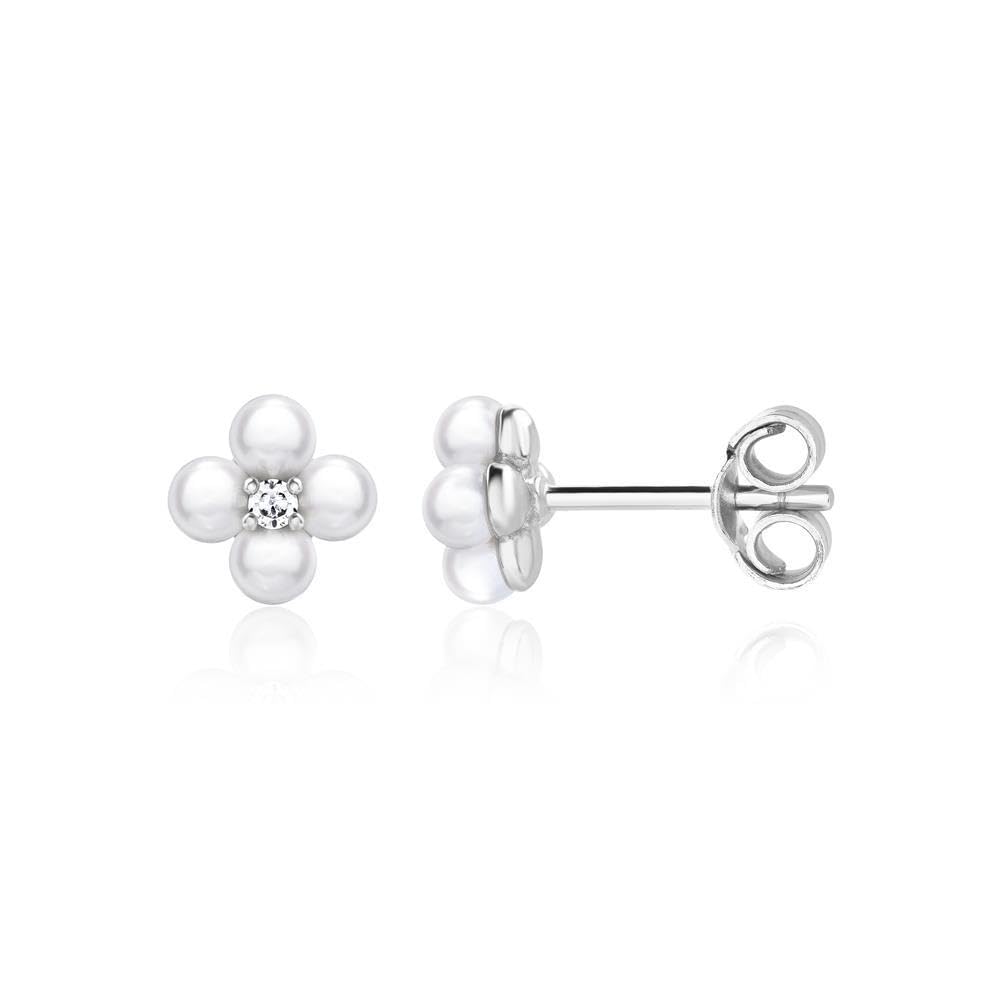 JEWLIX Ohrstecker Blüte 925 Silber Zirkonia Perlen