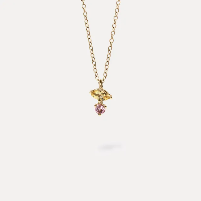 Stilnest Joy Kette Citrin Rosa Turmalin 585 Gold