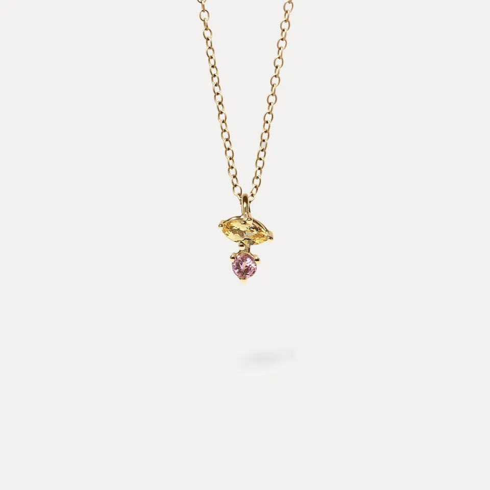 Stilnest Joy Kette Citrin Rosa Turmalin 585 Gold