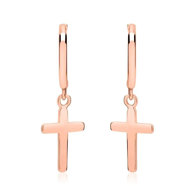 JEWLIX Kreuz Creolen Ohrringe 925 Silber rosévergoldet