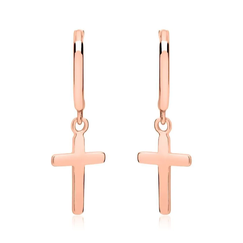 JEWLIX Kreuz Creolen Ohrringe 925 Silber rosévergoldet