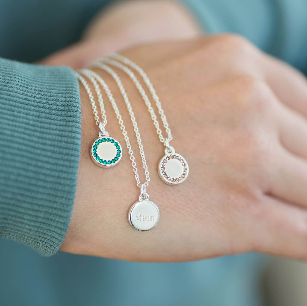 Joy by Corrine Smith Birthstone Disc Halskette Silber Geburtsstein