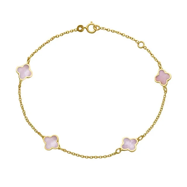 JEWLIX ID-Armbänder Damenarmband 585er Gold Blüten Perlmutt