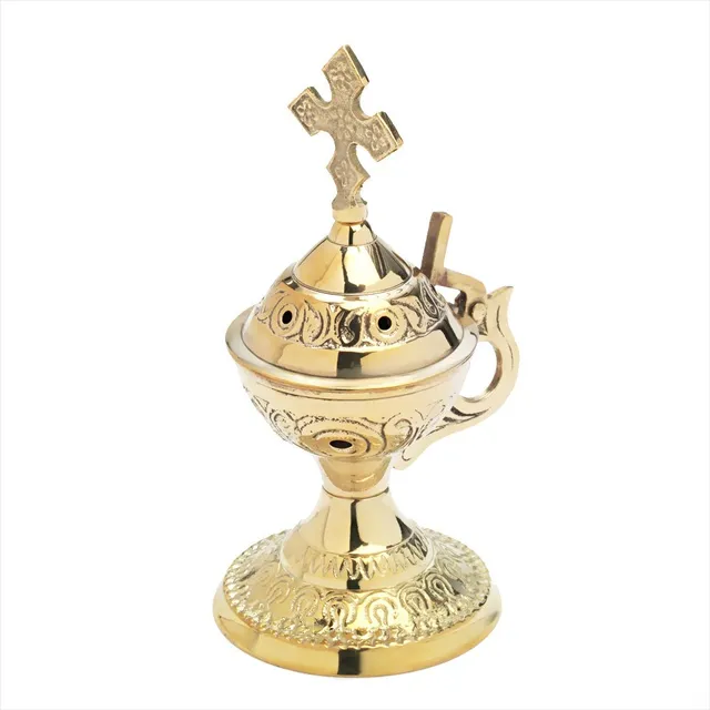 NKlaus Home Scents Weihrauchgefäß Messing Gold 14cm