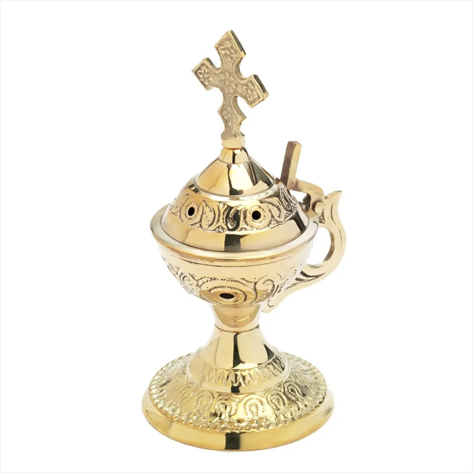 NKlaus Home Scents Weihrauchgefäß Messing Gold 14cm