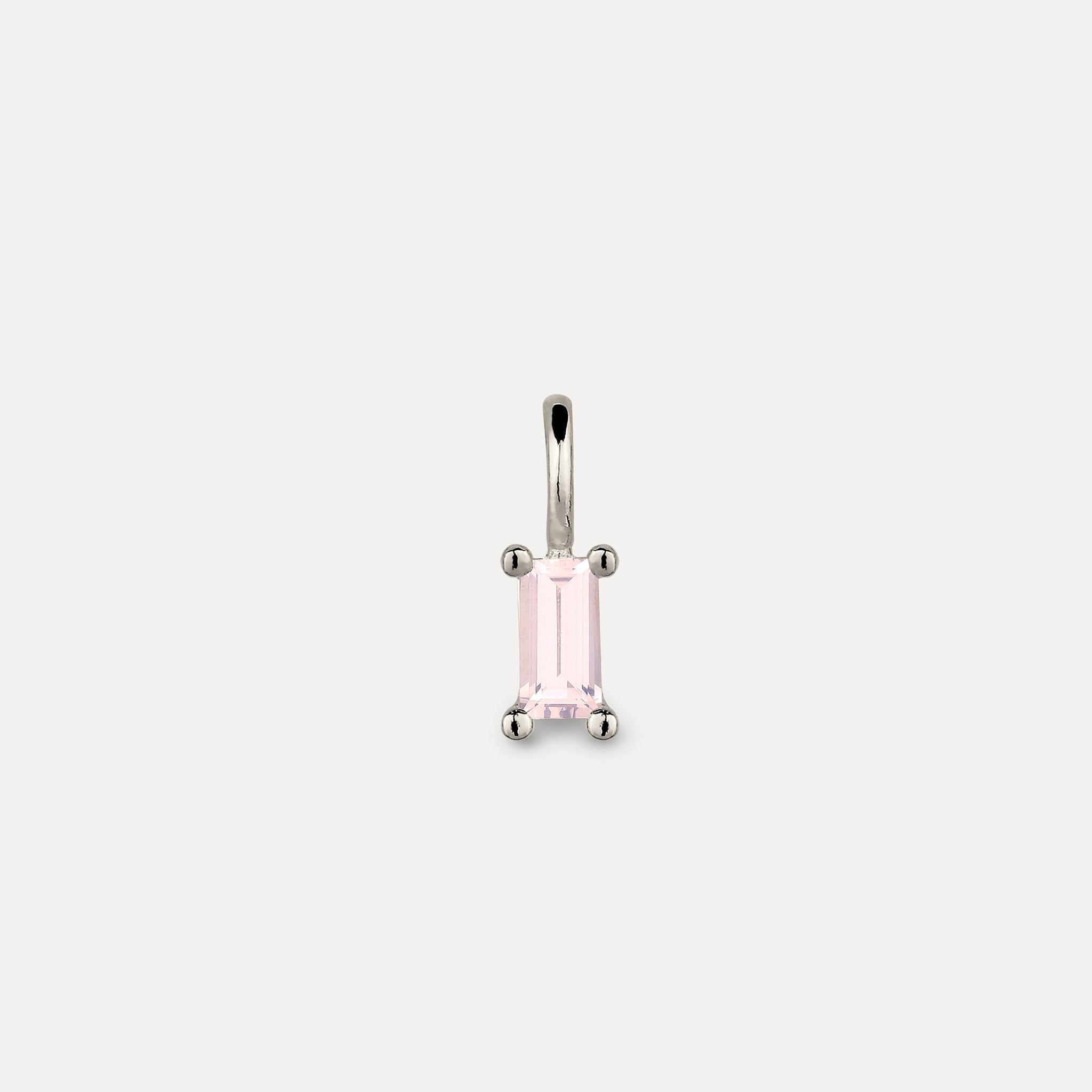 Stilnest Rosenquarz Anhänger Baguette 24k Gold Vermeil rosa