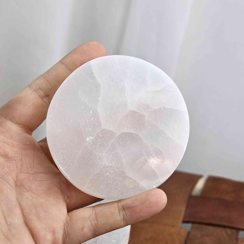 NKlaus Healing Crystals Selenit-Aufladeplatte 8 cm runde Platte