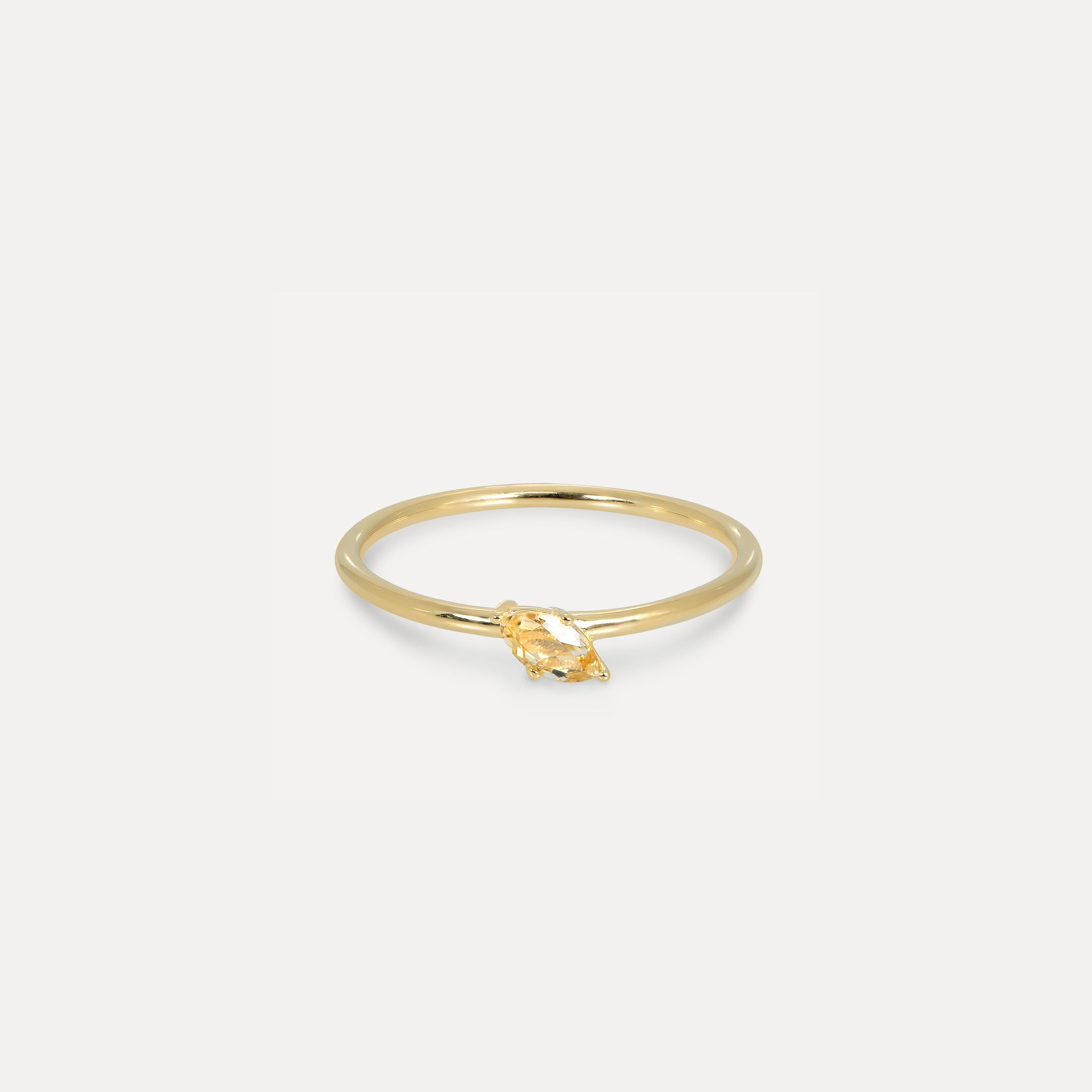Stilnest Citrin Navette Solitär Ring 585 Gold Gr. 56