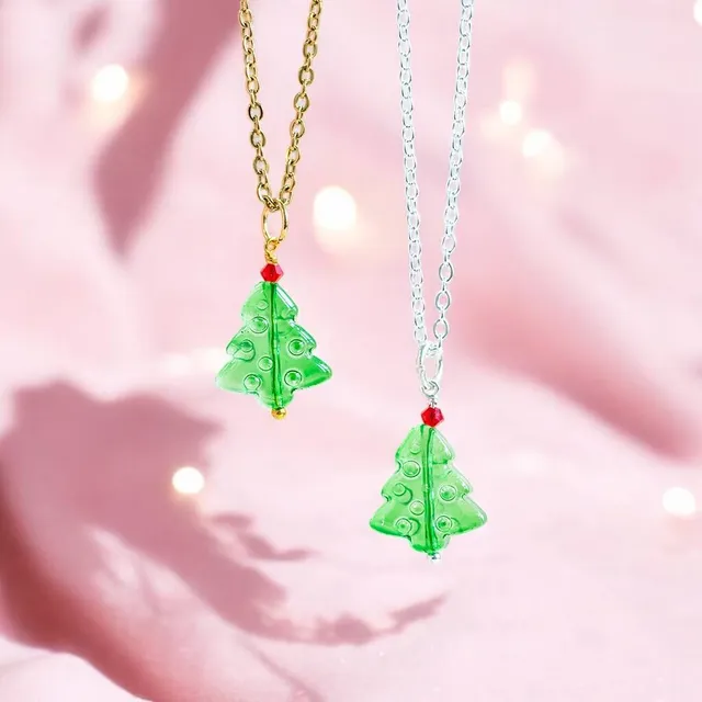 JOY by Corrine Smith Green Bubble Glass Tree Halskette Gold