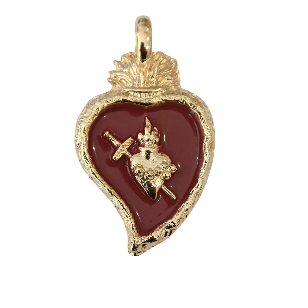 Alevá Bijoux Cuore Sacro Anhänger Gold 7,2 cm