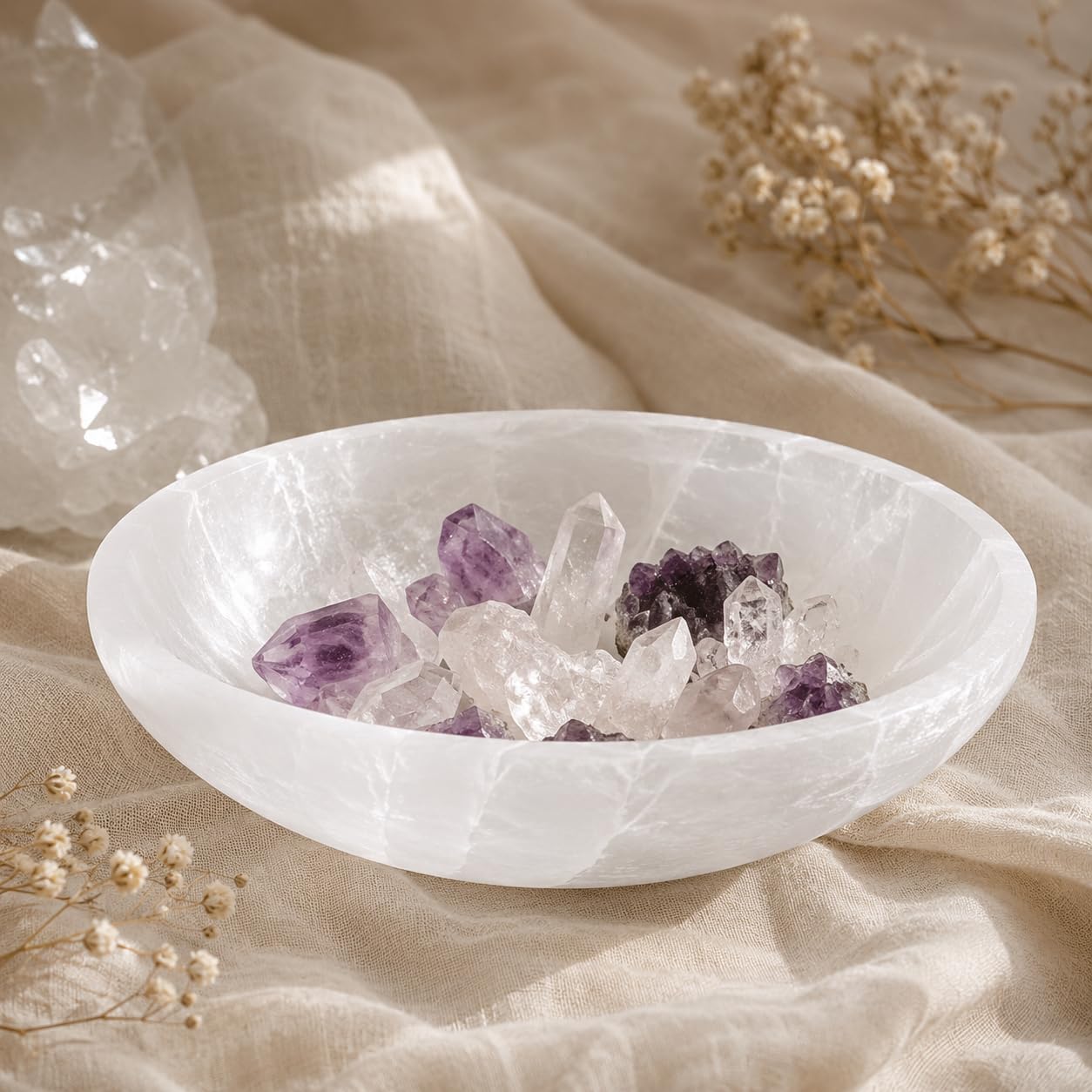 NKlaus Healing Crystals Selenit-Schale oval 15,5cm Reinigung