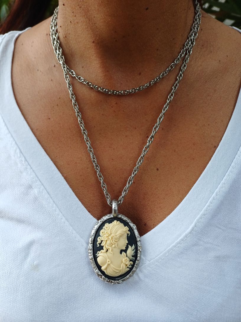 Alevá Bijoux Cammei Nero Kamee-Anhänger Silber schwarz