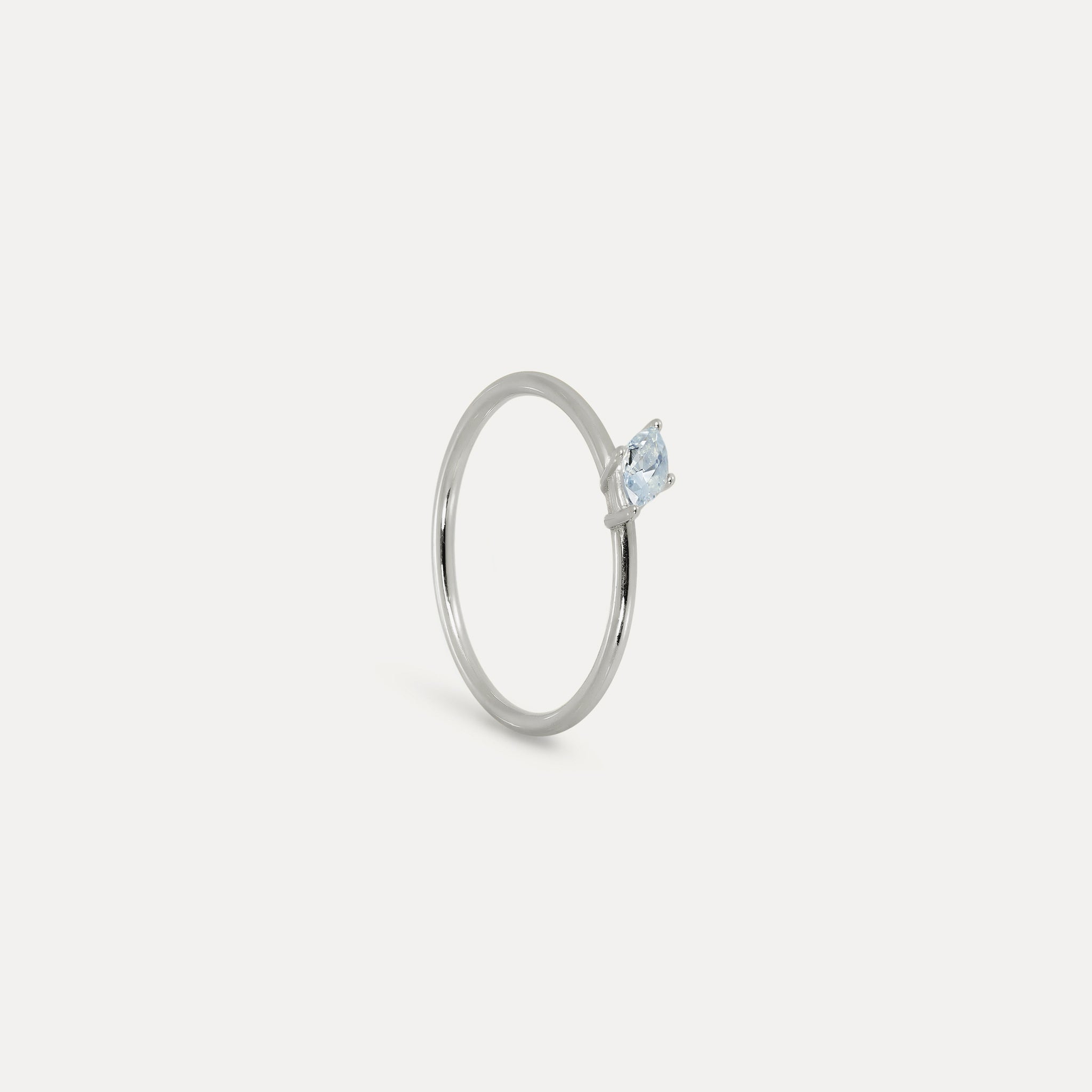 Stilnest Aquamarin Navette Solitär Ring Gold Vermeil Gr. 52