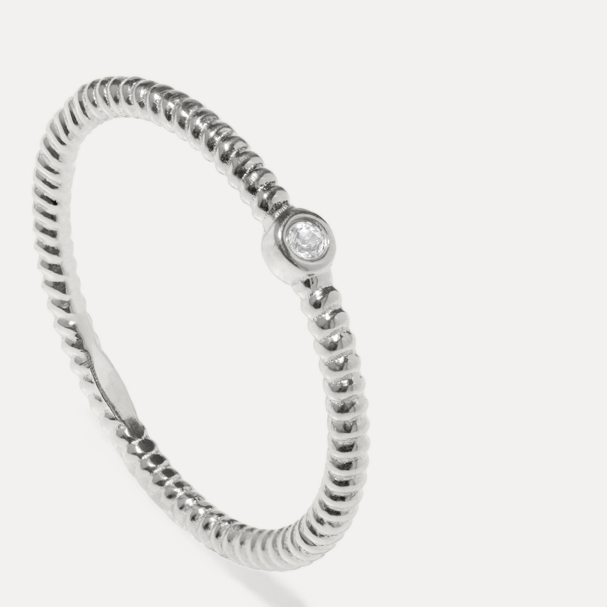 Stilnest Snake Tail Solitär Ring 925 Silber Weißer Saphir