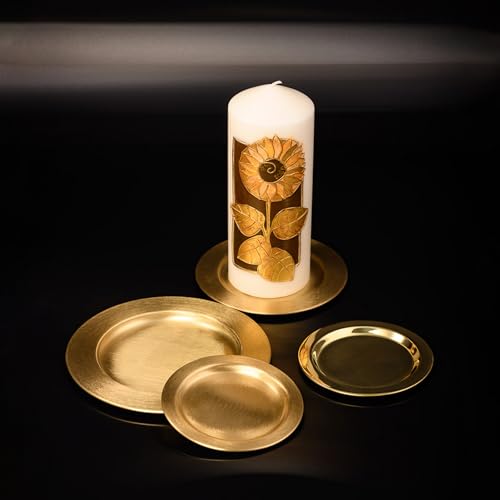 NKlaus Kerzenuntersetzer Aluminium Gold Ø11 cm 0,7 cm