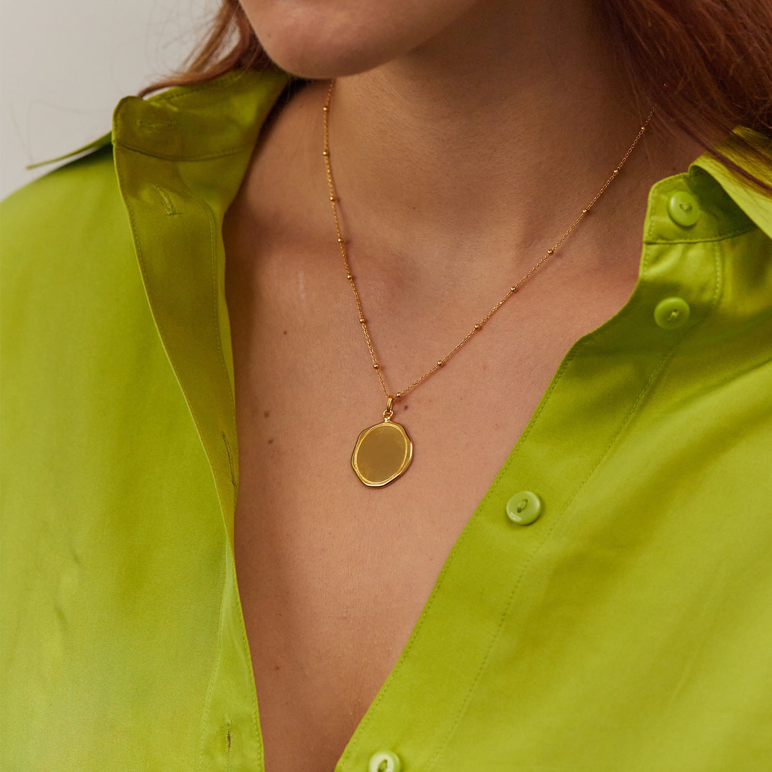 Stilnest Engravable Large Seal Halskette Gold Vermeil 45cm gravierbar