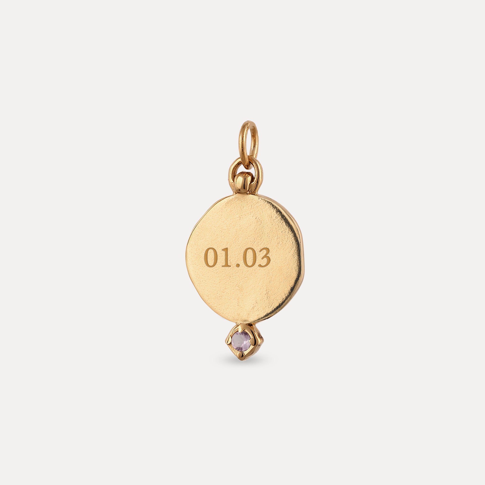 Stilnest Fluid Medallion Anhänger Amethyst 24k Gold Vermeil gravierbar