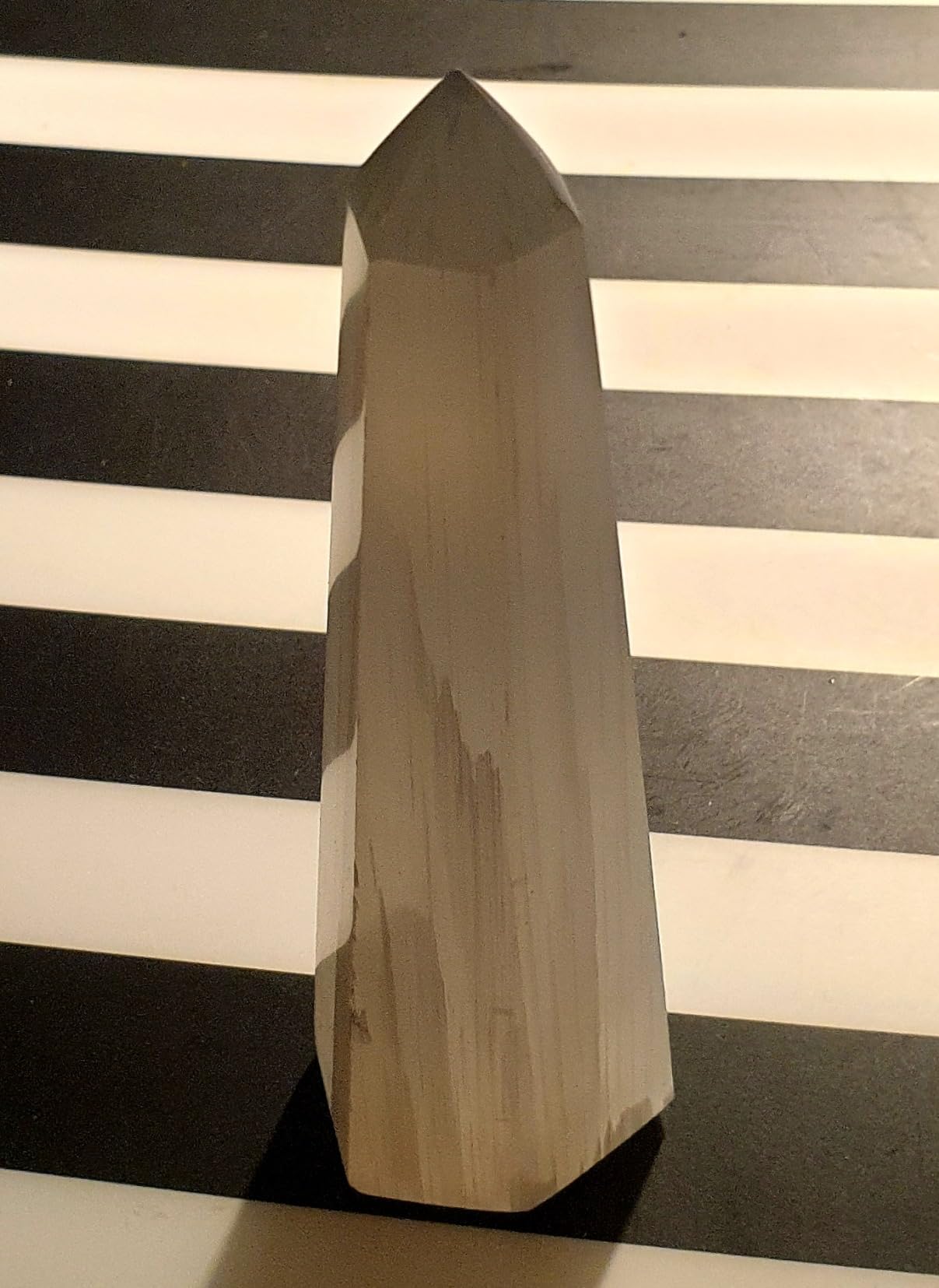 NKlaus Healing Crystals Selenit Obelisk Turm 14 cm Heilstein sechseckig