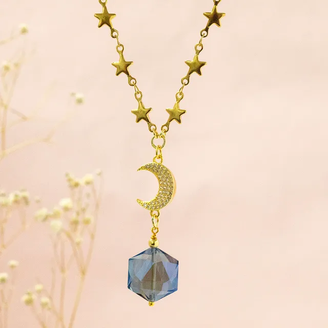 Joy by Corrine Smith Galaxy Halskette Gold Mond Kristall