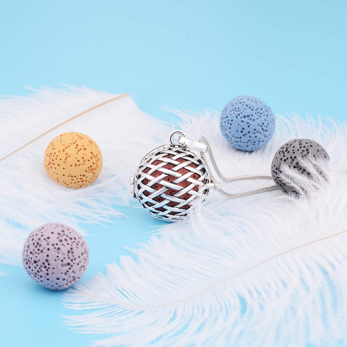 Eudora Harmony Bola Lavastein Aroma Kette Perlen 61 cm