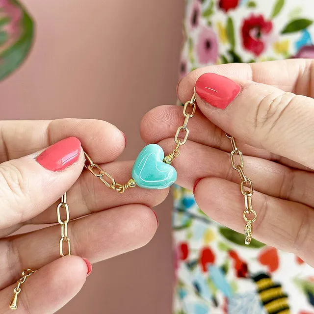 Joy by Corrine Smith Glazed Heart Armband Gold Herz Keramik