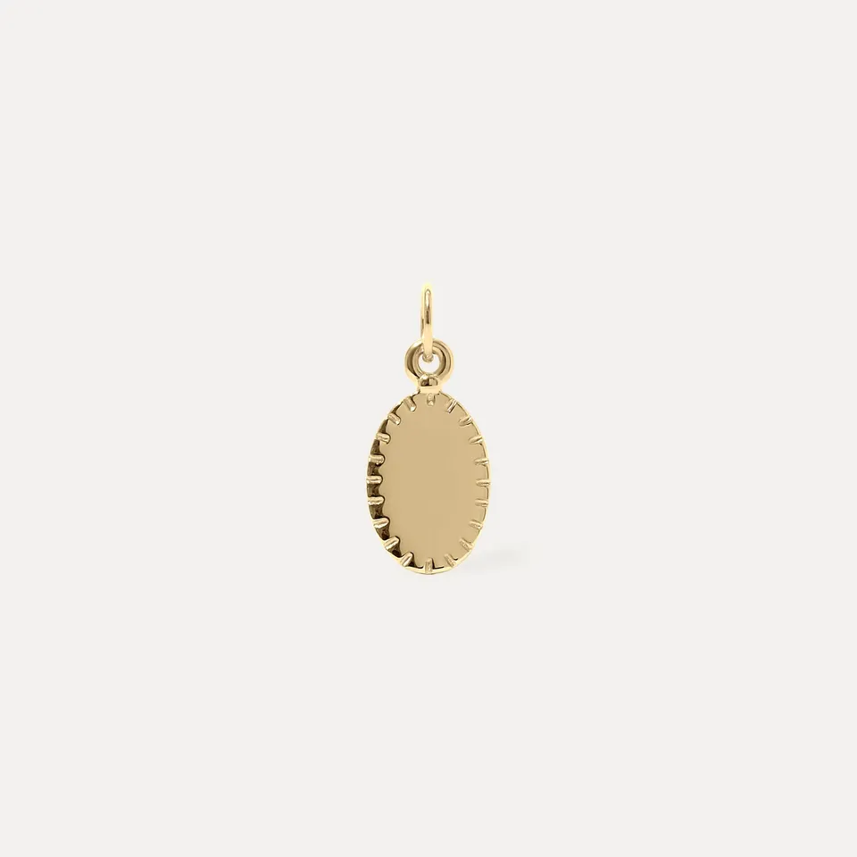 Stilnest Biscuit Tag Anhänger Oval 585 Gold gravierbar