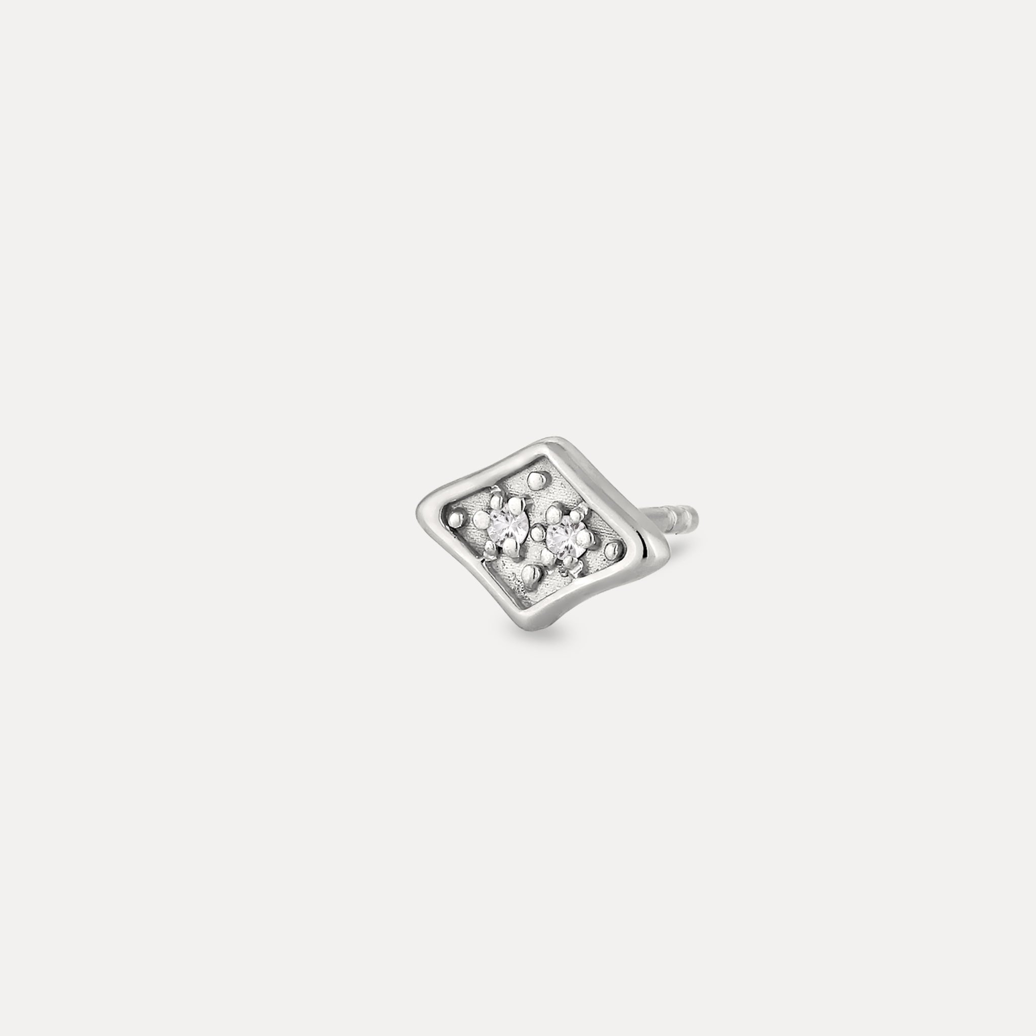 Stilnest Supernova Pavé Ohrstecker weißer Saphir 925 Silber