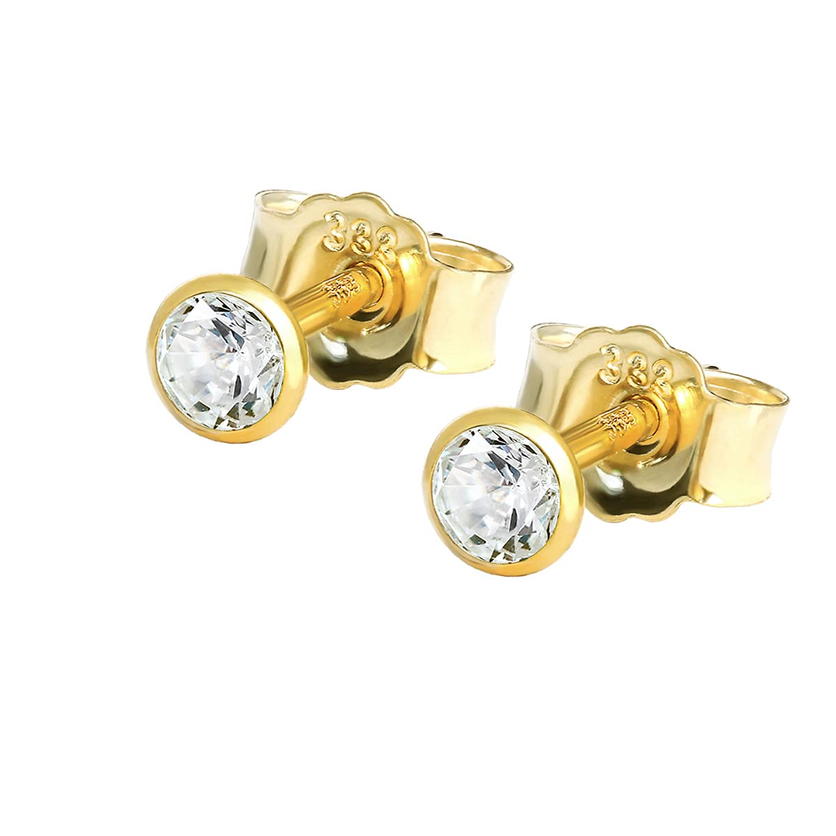 NKlaus Jewellery Ohrstecker 333 Gelbgold 3,5mm Zirkonia