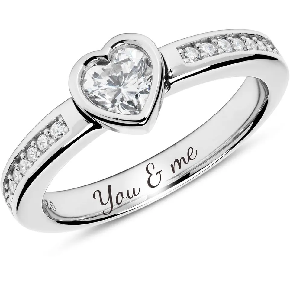 JEWLIX Herzring 925 Silber Zirkonia Verlobungsring