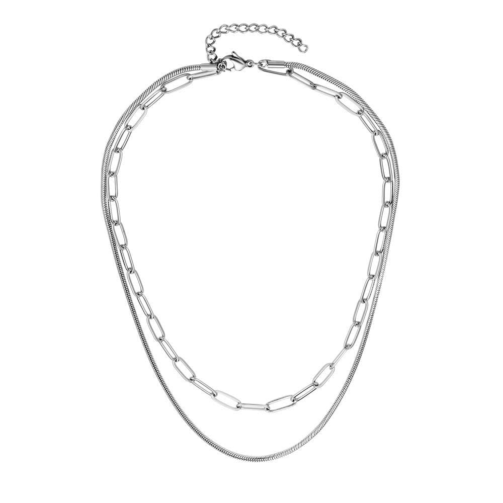 JEWLIX Ketten mit Anhänger Layerkette Edelstahl Damen