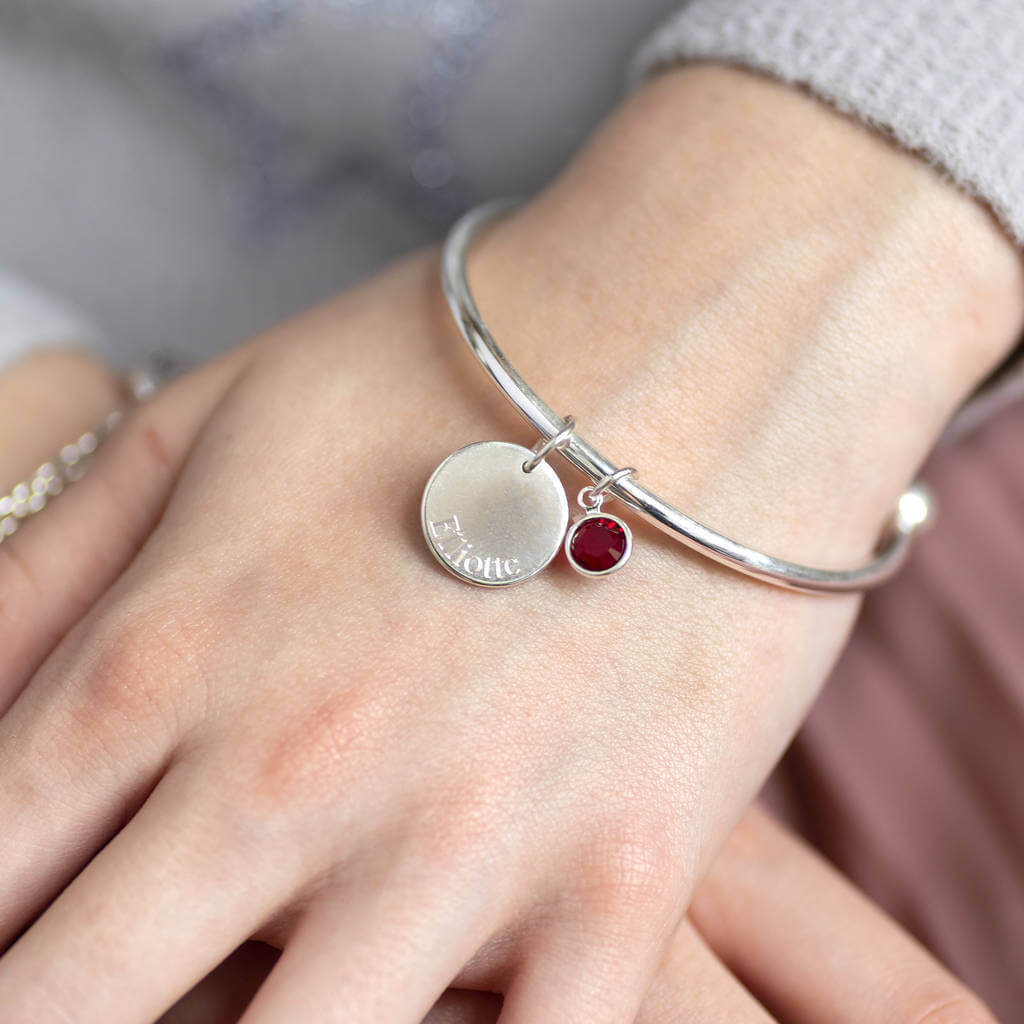 Joy by Corrine Smith Child's Disc Birthstone Bangle Silber