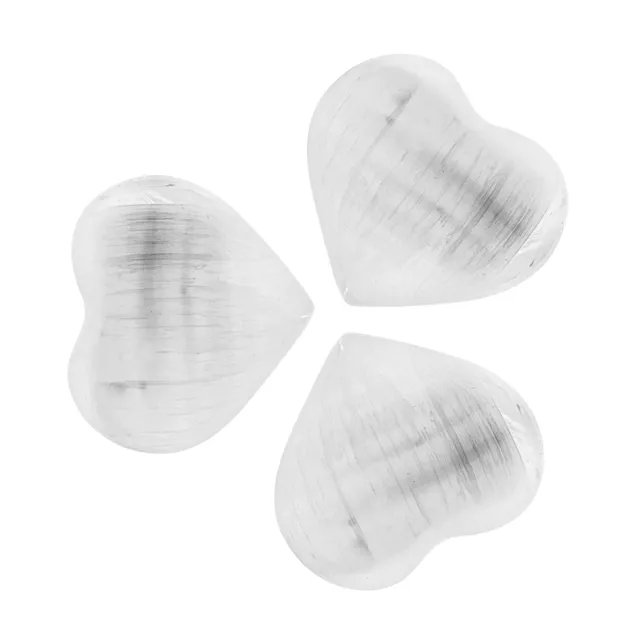 NKlaus HEALING CRYSTALS Selenit Herzstein 4cm 3 Stück weiß