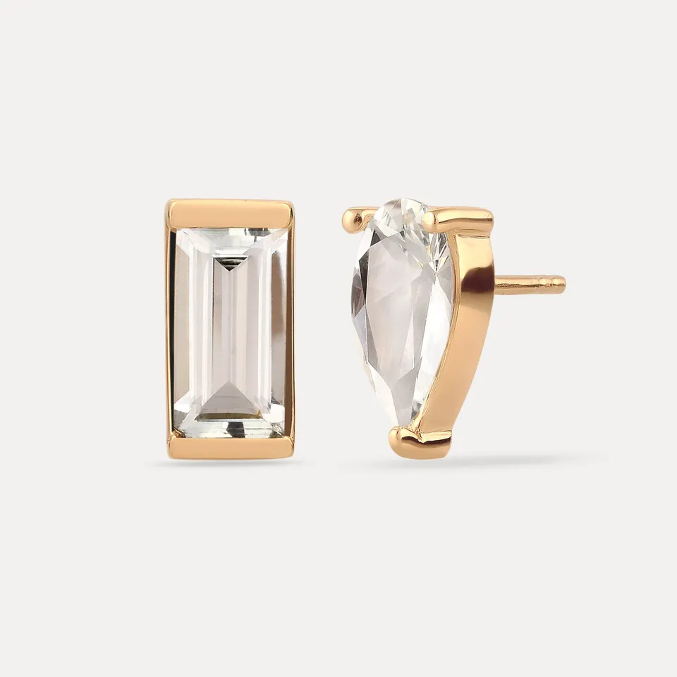 Stilnest Balance Beryll Ohrstecker 585 Gold 14k Massivgold