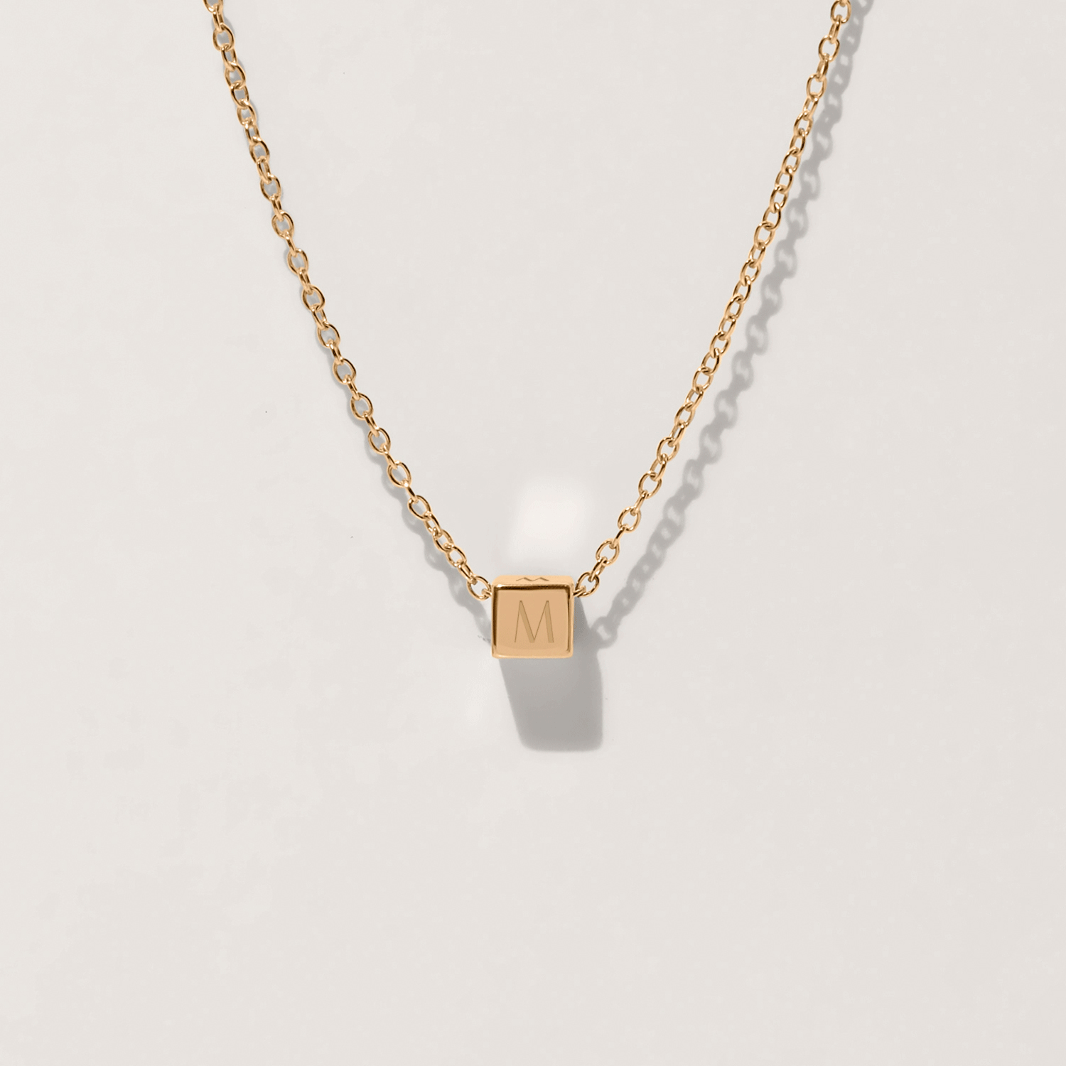 Stilnest Cube Halskette Ankerkette 45cm Gold Vermeil gravierbar