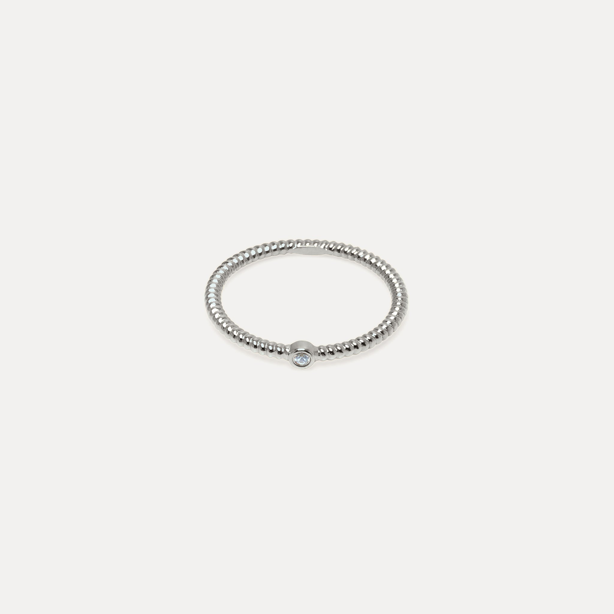 Stilnest Snake Tail Solitaire Ring Aquamarin 925 Silber