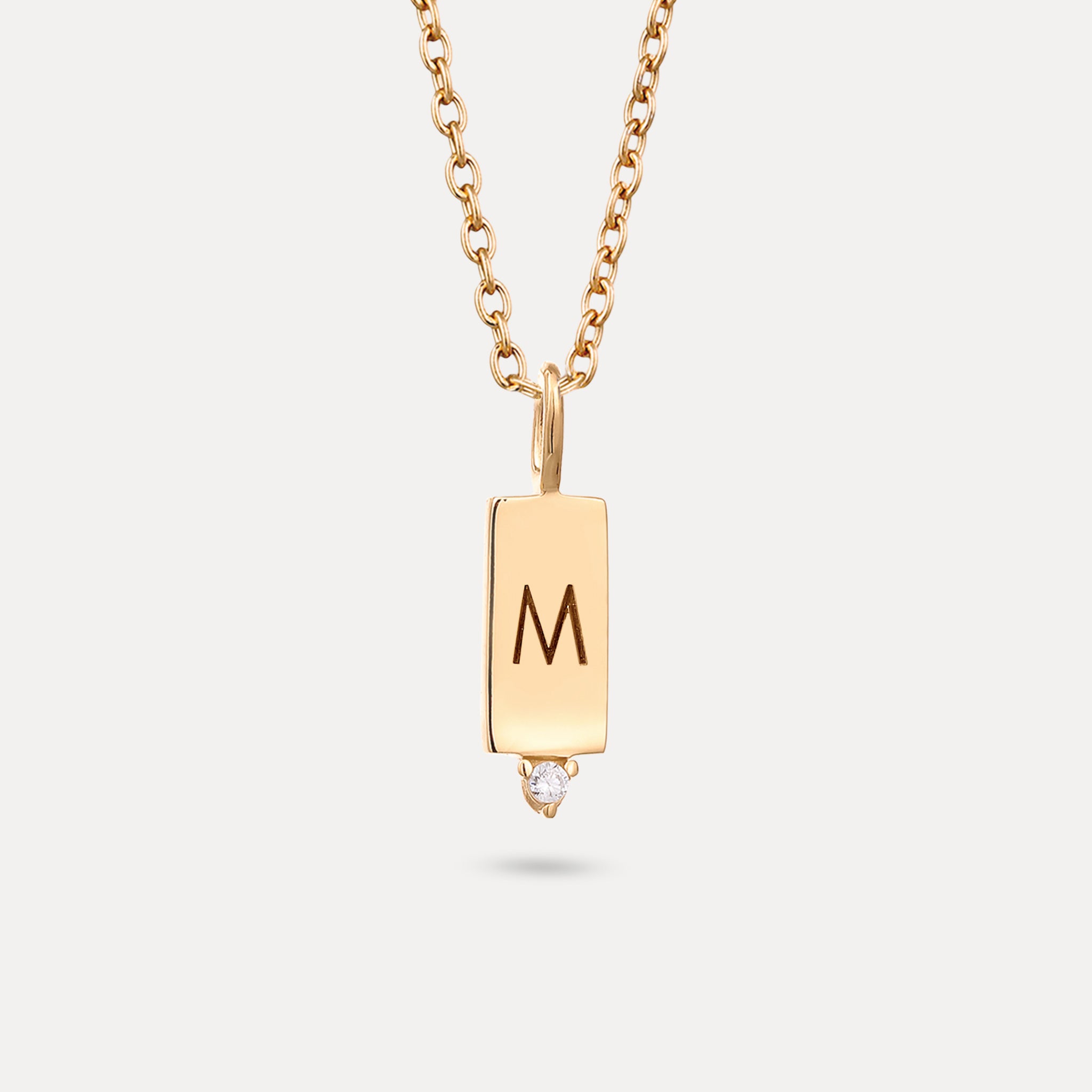 Stilnest Brick Tag Anhänger 585 Gold Saphir gravierbar