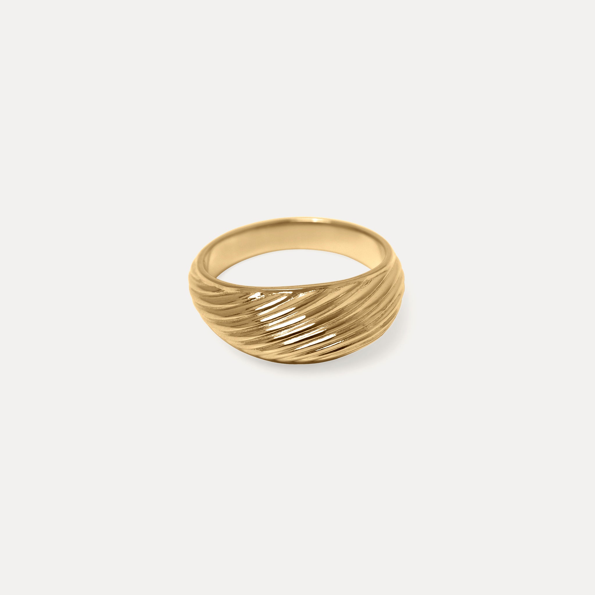 Stilnest Rings Ribbed Bombé Ring 24k Gold Gr. 52