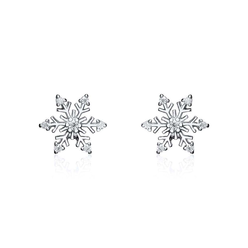 JEWLIX Ohrstecker Schneeflocke 925er Silber Zirkonia Ohrringe