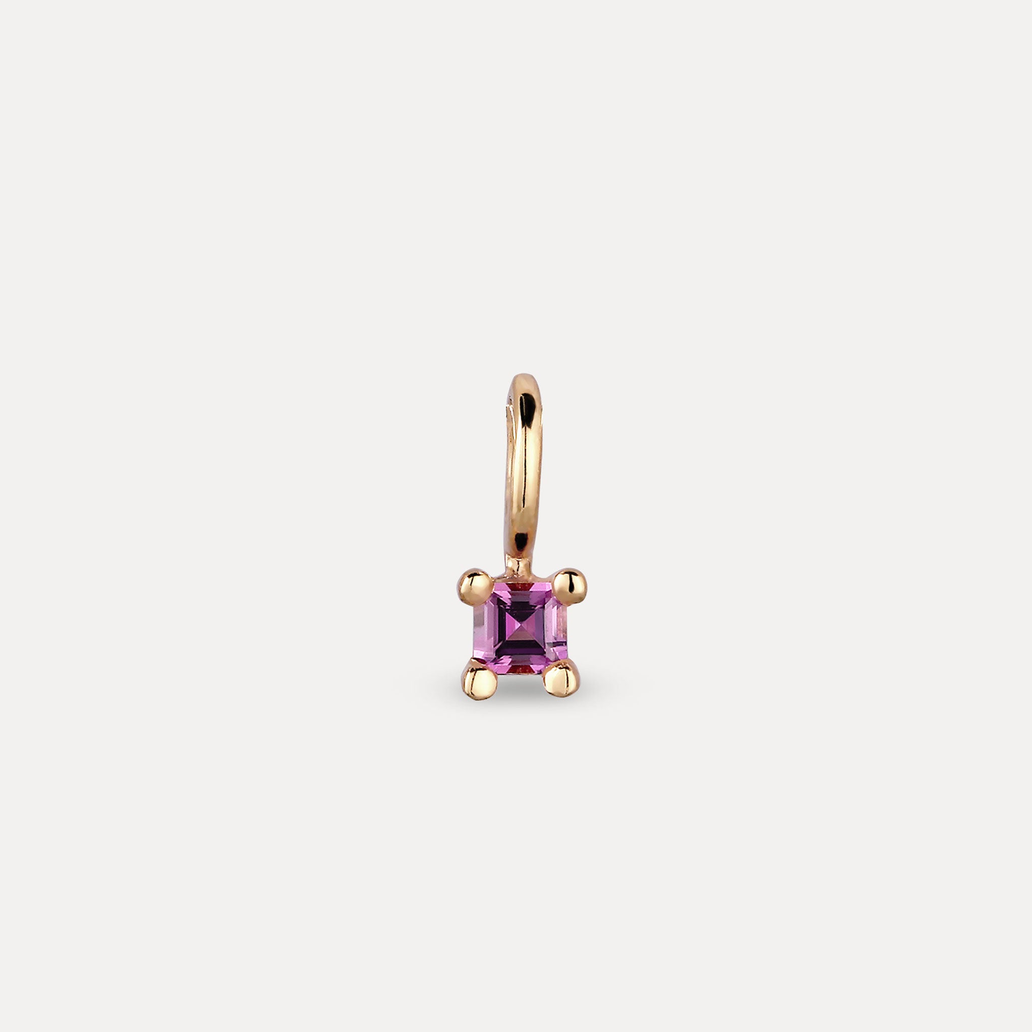 Stilnest Granat Solitär Anhänger Square 585 Gold Lila