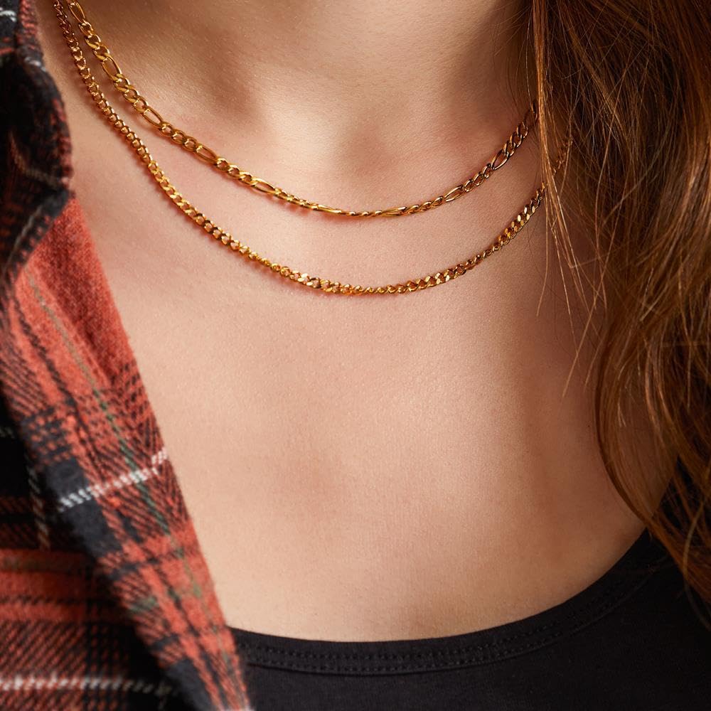 JEWLIX Ketten mit Anhänger Kette zweireihig IP Gold Damen