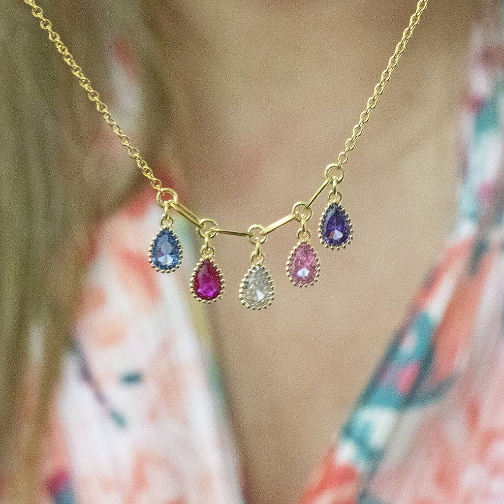 Joy by Corrine Smith Family Birthstone Halskette Tropfen