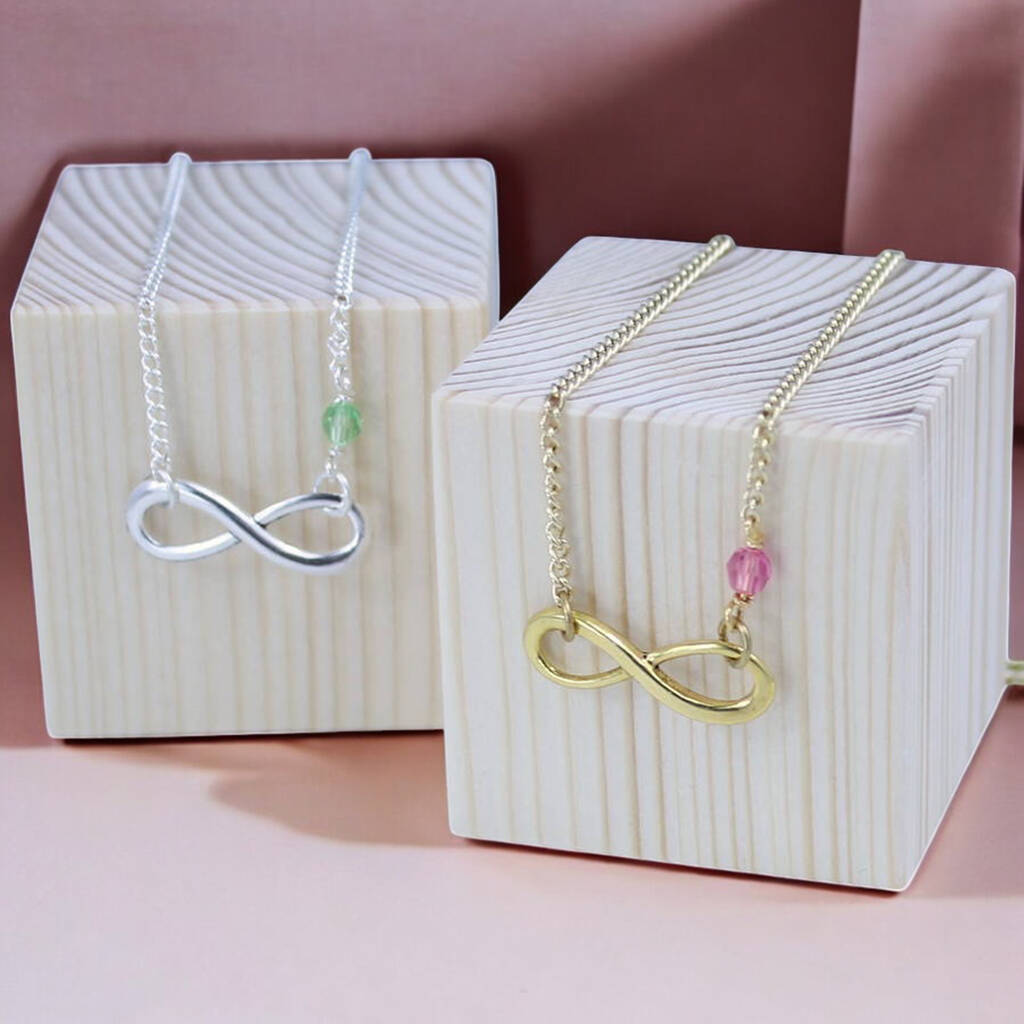 Joy by Corrine Smith Infinity Halskette Geburtsstein Silber Gold