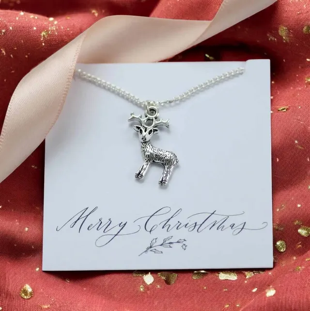 Joy by Corrine Smith Rentier Halskette versilbert Weihnachten