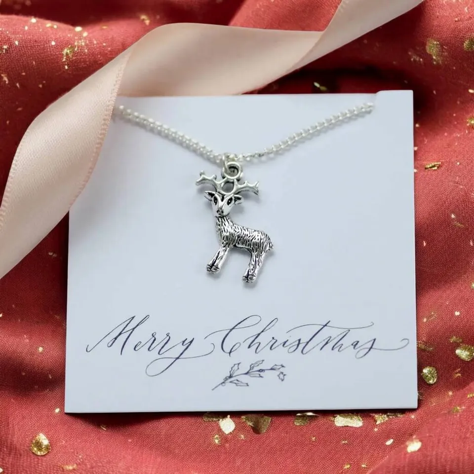 Joy by Corrine Smith Rentier Halskette versilbert Weihnachten