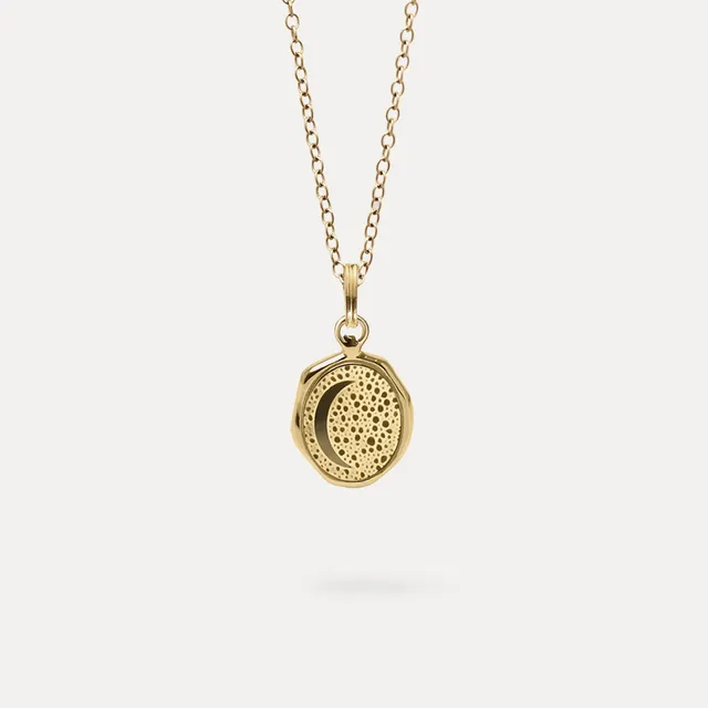 Stilnest Moon Seal Halskette 585 Gold 45cm Glücksbringer