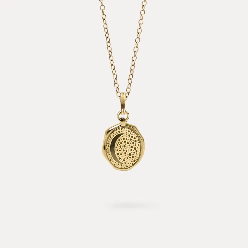 Stilnest Moon Seal Halskette 585 Gold 45cm Glücksbringer