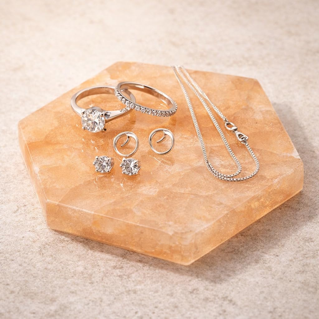 NKlaus Healing Crystals Selenit-Platte 9,5 cm Sechseck Pfirsich